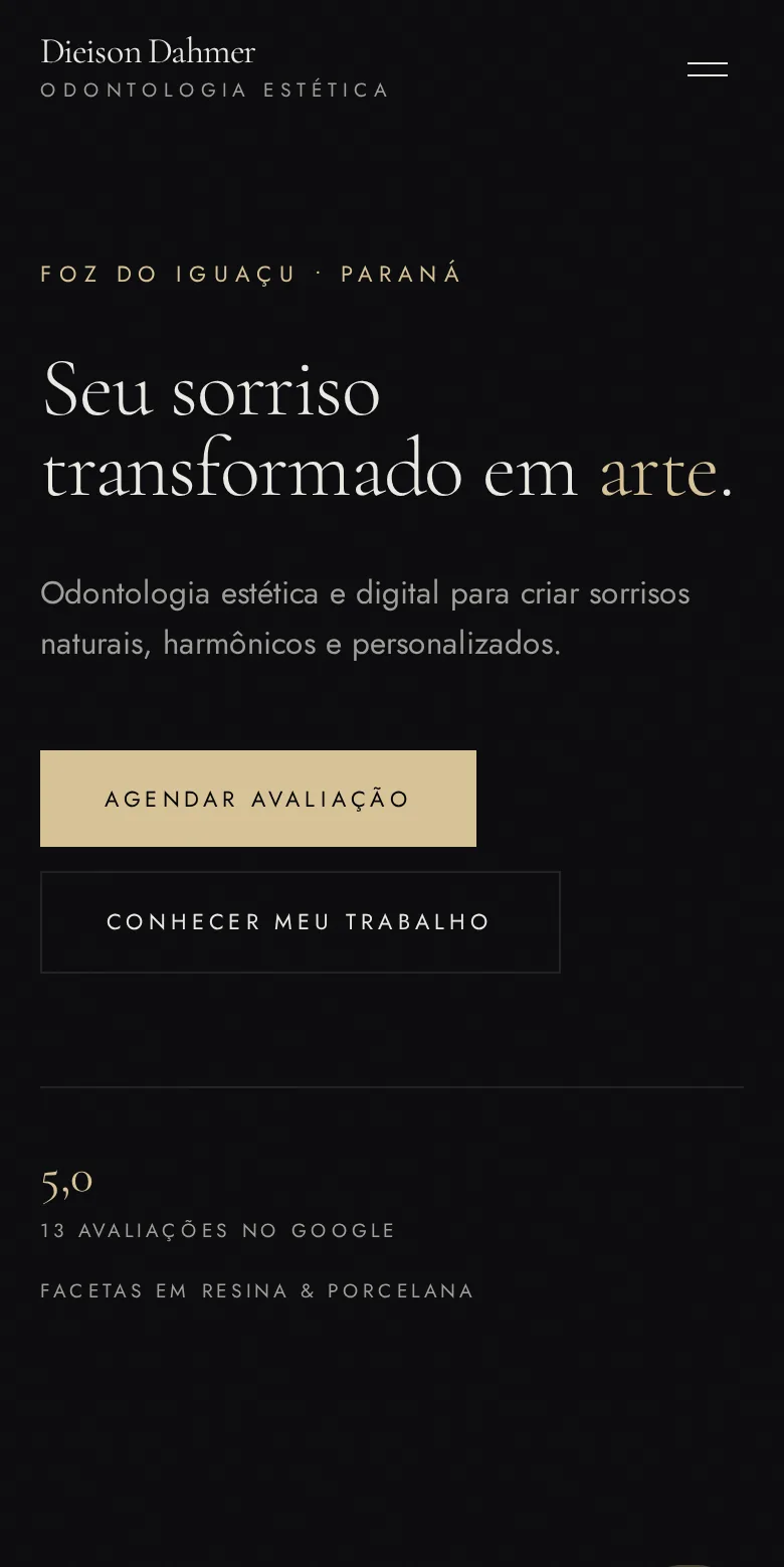 Versão mobile do site Dr. Dieison Dahmer