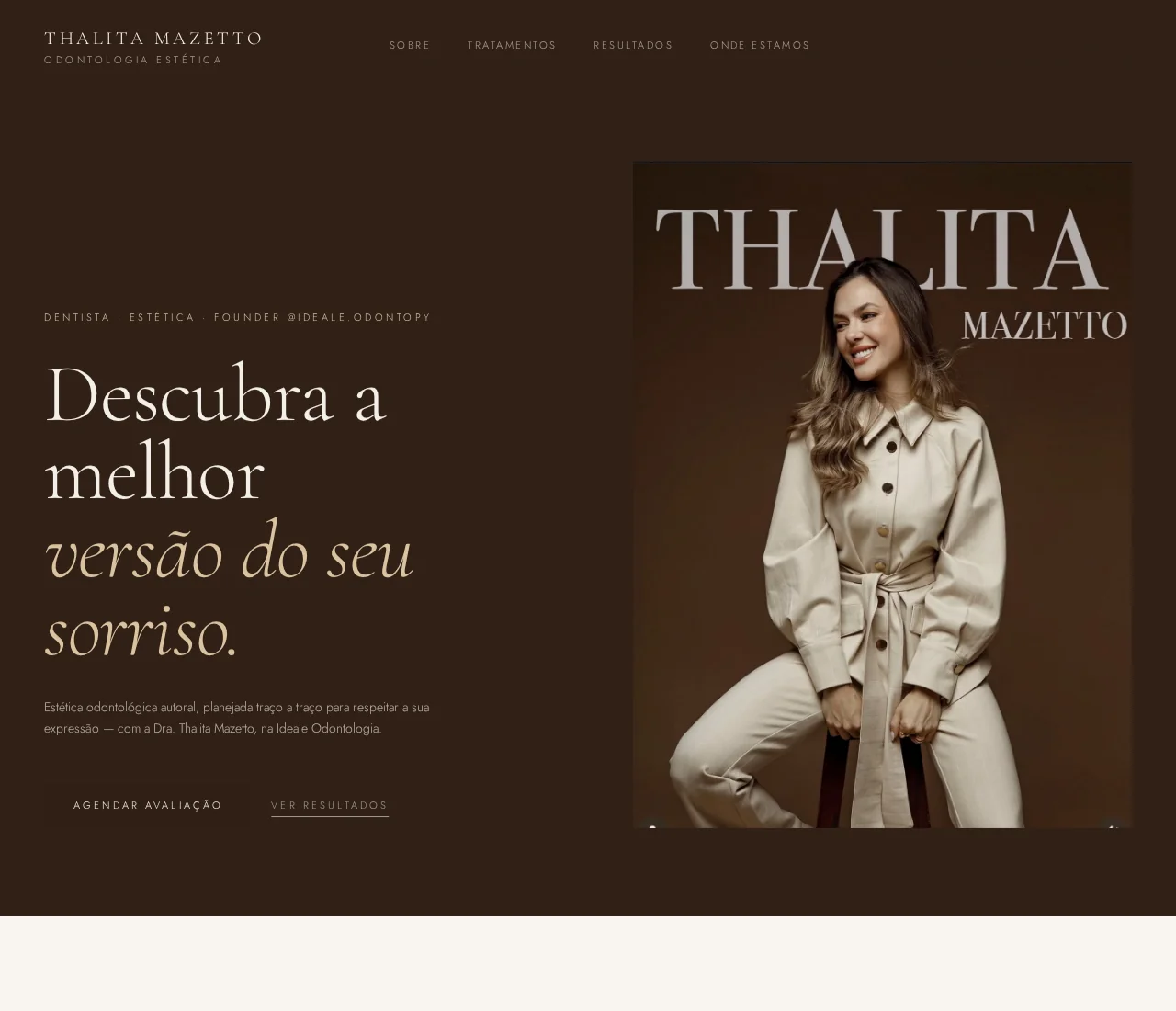 Site Dra. Thalita Mazetto — Estética odontológica